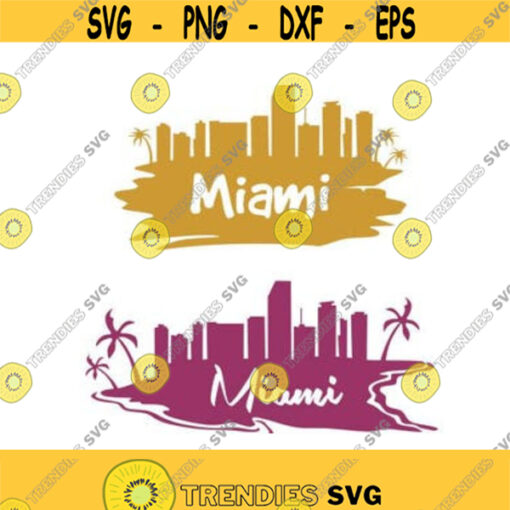 Miami City skyline Cuttable Design SVG PNG DXF eps Designs Cameo File Silhouette Design 51