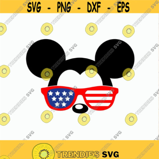 Mickey America svg Mickey with American flag on glasses svg Mickey glasses svg Mickey Sunglasses svg Cut files svg dxf pdf png