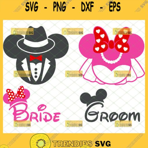 Mickey And Minnie Bride And Groom Svg Disney Wedding Svg Couple Svg 1
