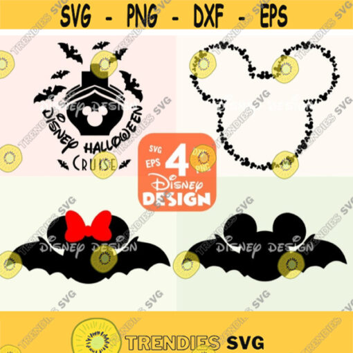 Mickey Minnie Halloween Castle Bats SVG Disney Digital file Silhouette Studio DXF PNG Cricut Cutting Vinyl Web Mouse Spider Design 330