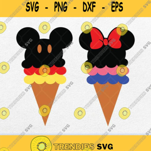 Mickey Mouse And Minnie Mouse Ice Cream Svg Png