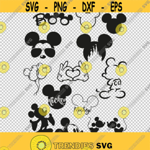 Mickey Mouse Collection Head Heart SVG PNG EPS File For Cricut Silhouette Cut Files Vector Digital File
