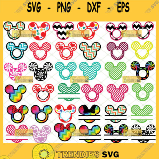 Mickey Mouse Monogram Svg Rainbow Zig Zag Pattern Colorful Split Candy Disney Svg Bundle 1