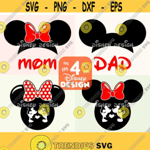 Mickey and Minnie Head SVG Dad Mom Shirt Svg Mickey and Minnie kissing svg Instant download design for cricut or silhouette Design 198