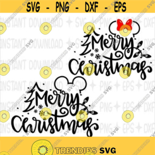 Mickey and Minnie Merry Christmas SVG Disney Merry Christmas DXF Christmas SVG Svg Files Cricut Cut Files Silhouette Cut File Design 30