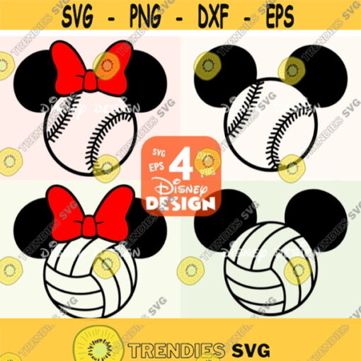 Mickey and Minnie Mouse ears head Baseball disney trip svg for cricut and silhouette Design 338