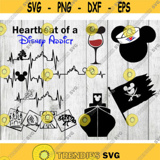 Mickey mouse heartbeat svg bundle mickey pirate svg cruise ship svg heartbeat of a addict svg cut files for cricut silhouette png eps Design 2935