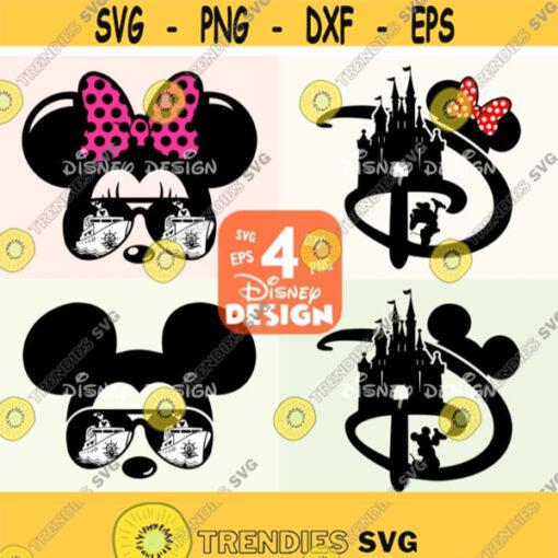 Mickey with Sunglasses SVG Minnie Mouse Castle SVG and PNG Disney shirt svg png dxf eps Minnie Mouse for Silhouette and Cricut Design 146