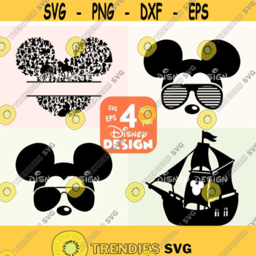 Mickey with Sunglasses SVG Minnie Mouse Castle SVG and PNG Pirate Mickey Mouse Ship Minnie Mouse for Silhouette and Cricut Design 236