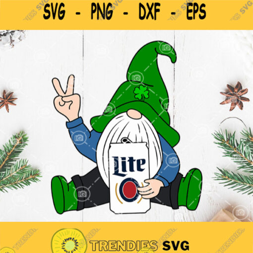 Miller Lite Gnome Svg St Patricks Day Svg Gnome Beer Shamrock Svg