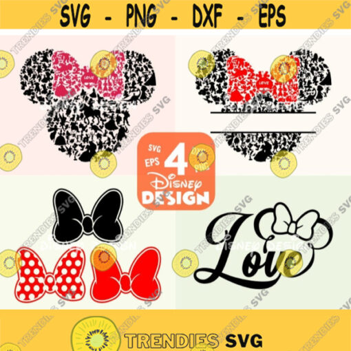 Minni head svg Minnie Mouse bow svgMinnie Love SVG disney svg clipart instant download eps png Cut File svg file dxf Silhouette Design 159