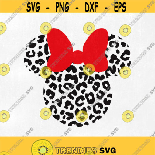 Minnie Mouse Head with Ears in Leopard skin Pattern svg png jpg eps dxf studio.3 Cut files for Cricut and Silhouette Instant Download Design 149