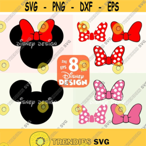 Minnie Mouse SVG Mickey mouse head SVG Minnie Mouse Bow SVG Minnie Mouse Cut File Instant download design for cricut or silhouette Design 141