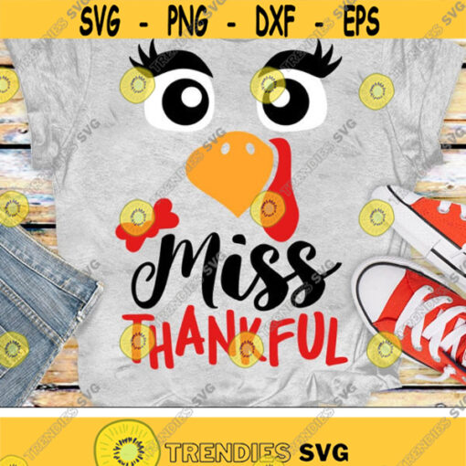 Miss Thankful Svg Girls Thanksgiving Svg Dxf Eps Png Girl Turkey Design Kids Cut Files Baby Clipart Newborn Svg Silhouette Cricut Design 1147 .jpg