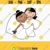 Mix Lesbian Couple Wedding SVG. Two Brides Cut File. Mixed Race Female Stick Figure Bridal PNG. Same Sex Wedding Vector File Women Marriage Design 228