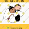 Mixed Race Wedding Stick Figure SVG. Bride and Groom Cut Files. Doodle Mix Couple Bridal Ornament PNG. Vector Files DXF for Cutting Machine Design 598
