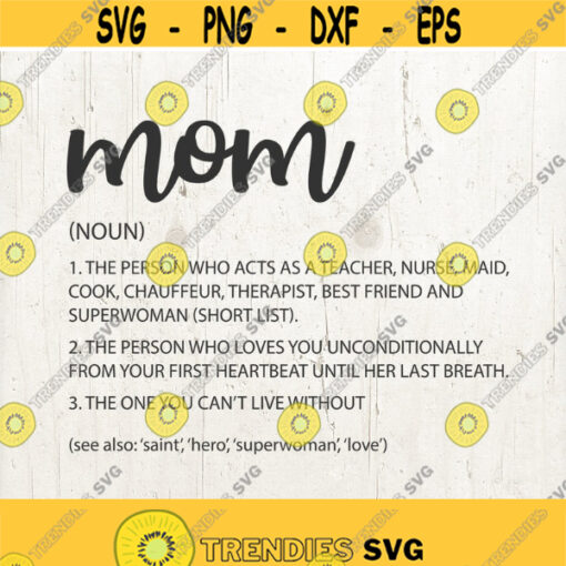 Mom Definition svg Mom Life svg mother svg Mothers Day svg mommy svg mom svg file cricuit silhouette cameo clipart commercial use svg Design 231