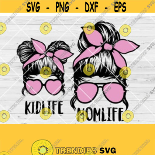 Mom Life Kid Life Svg Mom and Daughter svg Messy bun skull svg Momlife svg Momlife Png Kidlife Svg Little Girl Skull Svg Cutting File