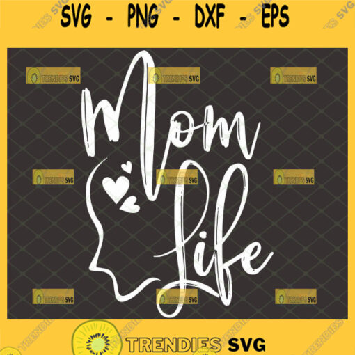 Mom Life Svg Woman Face Outline Svg Portrait With Heart Svg 1