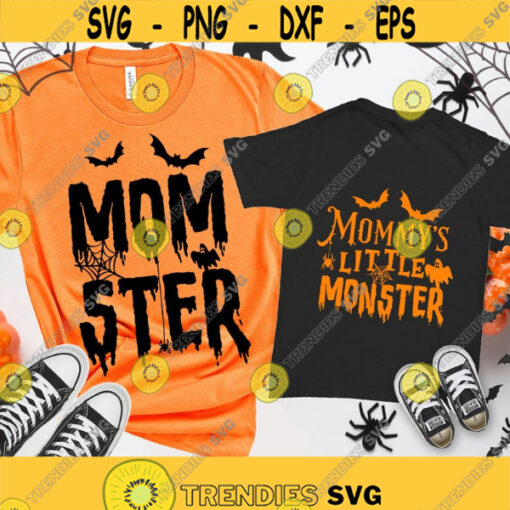 Mommys Little Monster And Momster Svg Cut Files Funny Halloween Quote Halloween SVG Kids halloween shirt