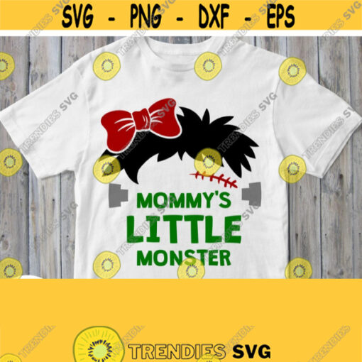 Mommys Little Monster Svg Halloween Girl Shirt Svg Cut File Baby Frankenstein with Bow Svg Cricut Design Silhouette Iron on Transfer Design 631