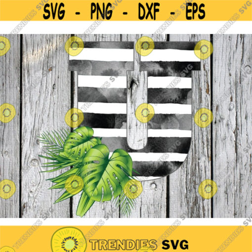 Monogram png Digital Download U png Tropical PNG Monstera png file plants png Stripe png Alphabet png Letter U sublimation Design 594 .jpg