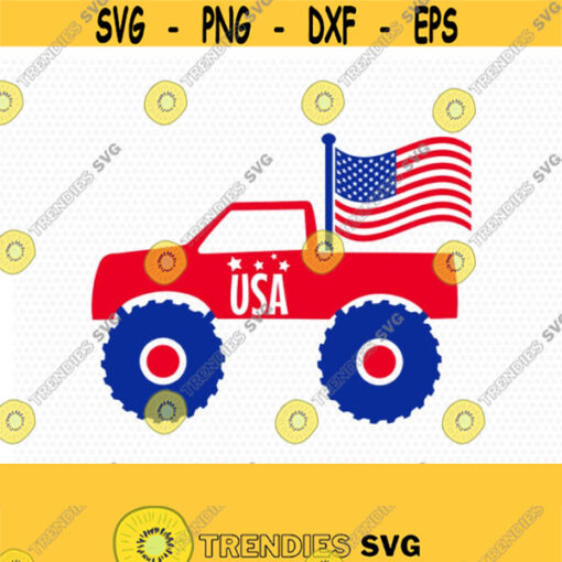 Monster car 4 of july svg Fourth of July SVG 4th of July Svg Patriotic SVG America Svg Cricut Silhouette Cut File svg dxf eps Design 589