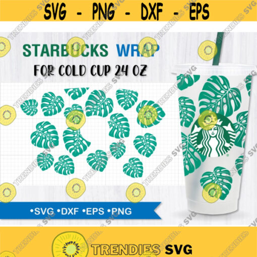 Monstera Leaf Starbucks Cup SVG Tropical Leaves SVG DIY Venti for Cricut 24oz venti cold cup Instant Download Design 74