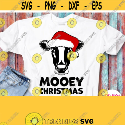 Mooey Christmas Svg Merry Christmas Svg Christmas Cow Santa Hat Svg Male Female Design Boy Girl Mom Dad Man Woman Baby Children Design 935
