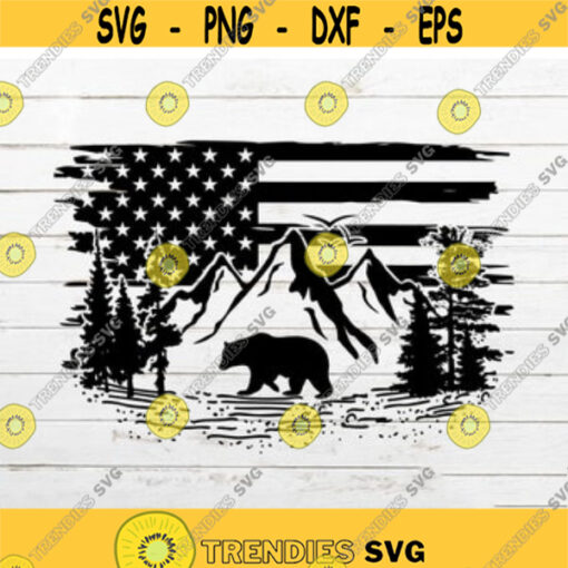 Mountain SVG Bear SVG Nature SVG Flag svg Camping svg Mountain scene svg for Shirt Distressed flag svg Cricut Silhouette Cut File Design 7.jpg