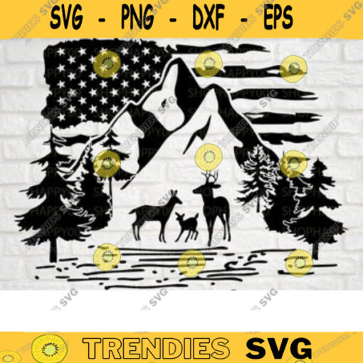 Mountain SVG Camping svg Flag svg Deer SVG Hunting SVG Mountain scene svg for Shirt Distressed flag svg Svg Files for Cricut 74 copy