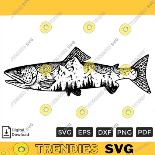 Mountain Trout Snow Trout SVG PNG Fishing SVG Custom File Printable File for Cricut Silhouette
