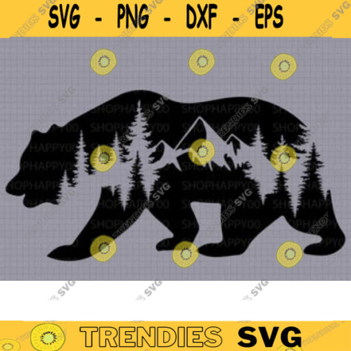 Mountain svg Bear svg Nature svg Camping svg Animal svg Mountain scene svg for Shirt Distressed flag svg Cricut Silhouette Cut File 35 copy