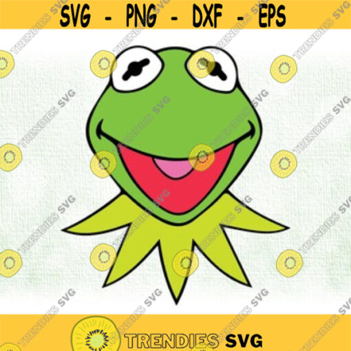 Movie or TV Show Clipart Large Black Green and Pink Silly Kermit the Frog Face Inspired by Sesame Street Digital Download SVG PNG Design 142
