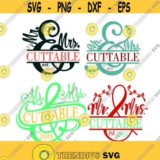 Mr. and Mrs. Wedding Frame cards invitation bride split Cuttable Design SVG PNG DXF eps Designs Cameo File Silhouette Design 1177