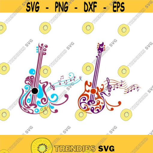 Music Guitar Notes Design SVG PNG DXF eps Designs Cameo File Silhouette Design 377
