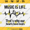 Music Is Life Thats Why Hearts Have Beats Svg Png Dxf Eps