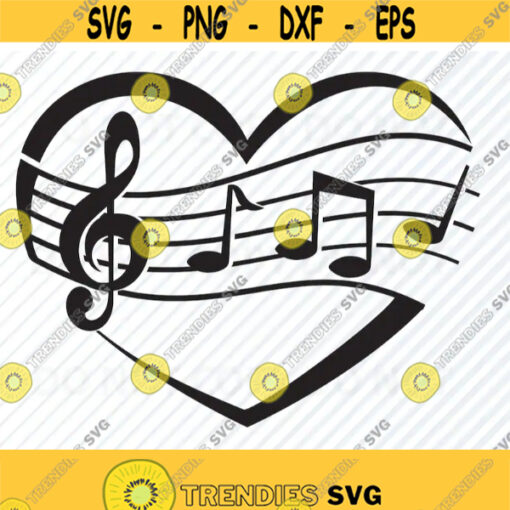 Musical Notes Heart SVG Files for cricut Vector Images Silhouette Clip Art Musict SVG Files Love Eps Png dxf ClipArt svg Valentines Design 486
