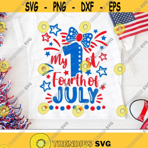My 1st 4th of July Svg My First Fourth of July Svg Girls Patriotic Svg Dxf Eps Png Kids Clipart Baby Girl Cut Files Silhouette Cricut Design 619 .jpg