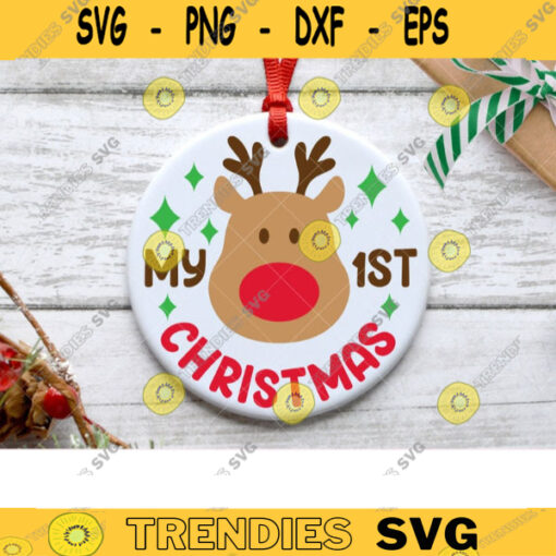 My 1st Christmas Svg Baby First Christmas Ornament Svg First Christmas Svg Christmas Reindeer Baby Reindeer Svg Png Dxf Cut File copy