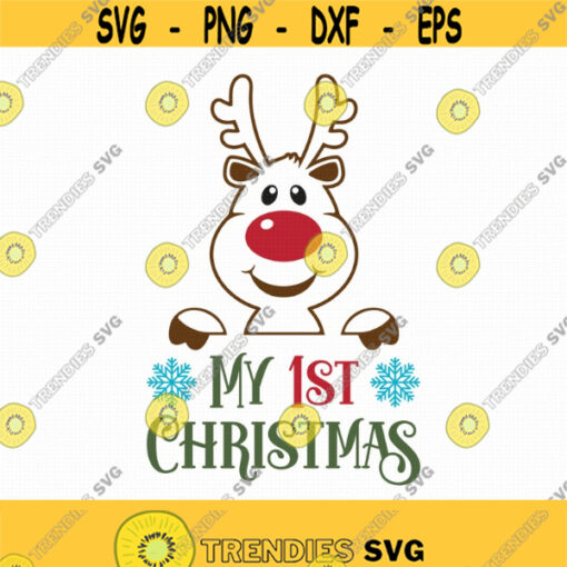 My 1st Christmas Svg Png Eps Pdf Files My First Christmas Svg First Christmas Svg Christmas Reindeer Svg Cricut Silhouette Design 210