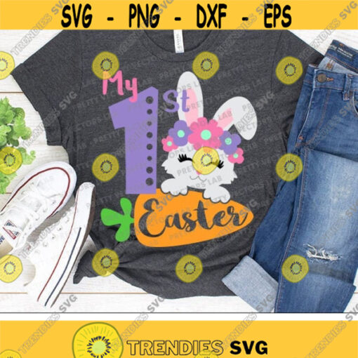 My 1st Easter Bunny Svg My First Easter Svg Baby Girl Easter Svg Dxf Eps Png Cute Rabbit Cut Files Newborn Clipart Silhouette Cricut Design 488 .jpg