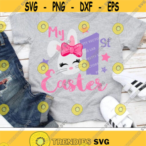 My 1st Easter Bunny Svg My First Easter Svg Baby Girl Easter Svg Dxf Eps Png Rabbit Ears Newborn Clipart Silhouette Cricut Cut Files Design 3120 .jpg