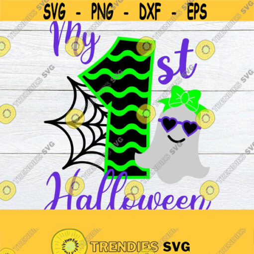 My 1st Halloween. My First Halloween. Cute Halloween. Halloween svg. Cool Ghost svg. Cute First Halloween. Girls First Halloween Girl Ghost Design 1733