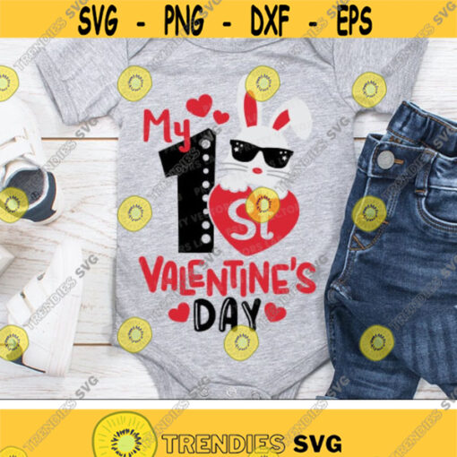 My 1st Valentines Day Svg Boy Valentines Day Svg Valentine Bunny Svg Dxf Eps Png Newborn Svg Baby Cut Files Kids Silhouette Cricut Design 2512 .jpg