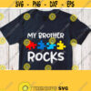 My Brother Rocks Svg Autism Svg Autism Brother Shirt Svg White File for Black T Shirt Autism Day Autism Awareness Saying with Puzzle Design 169