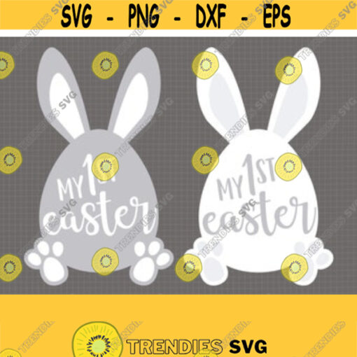 My First Easter SVG. Cute Baby Shirt Easter Bunny Egg PNG Clipart. Grey Toddler Easter egg with Ears Cut Files Vector DXF Cutting Machine Design 332