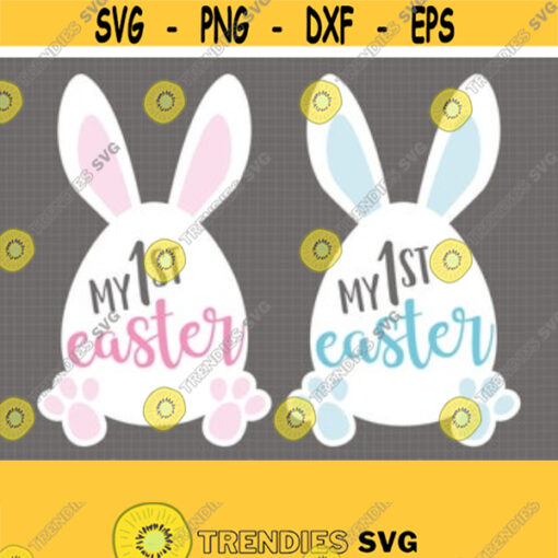 My First Easter SVG. Cute Baby Shirt Pink Blue Easter Bunny Eggs PNG Clipart. Toddler Easter Cut Files Vector DXF Cutting Machine Boy Girl Design 334