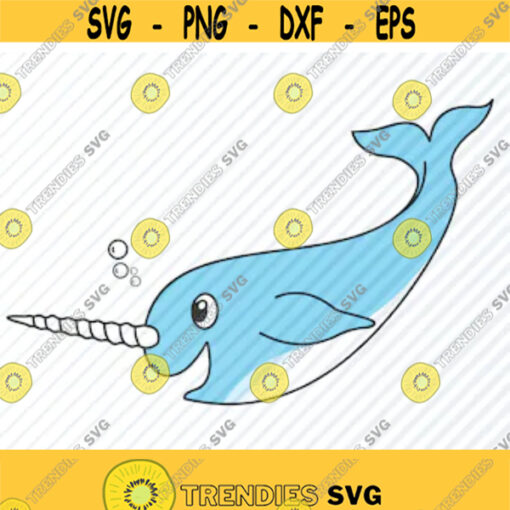 Narwhal 2 Fish SVG Files Vector Images Clipart Narwhale SVG Image For Cricut unicorn Silhouett Eps Png Dxf Clip Art Mamal svg image Design 357