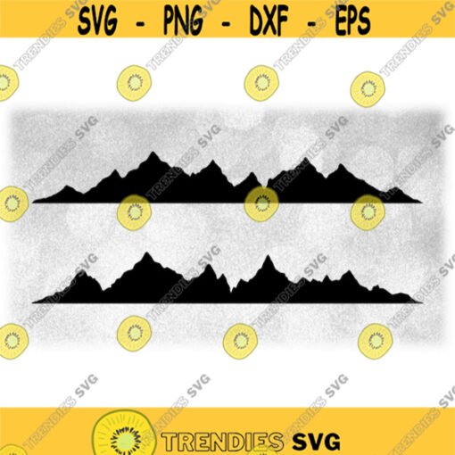Nature Clipart Black Silhouettes of Natural Horizon of Mountain Range Scenes Inspired by Rocky Mountains Digital Download SVG PNG Design 401